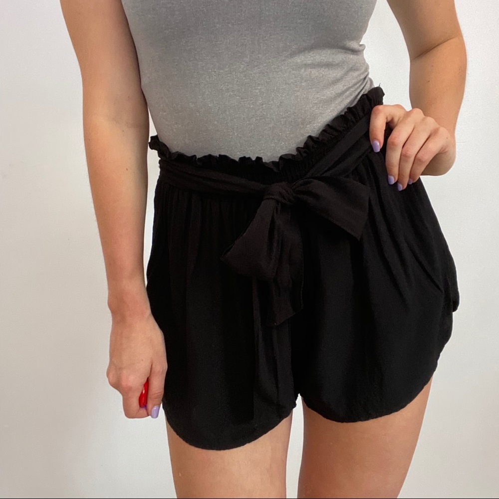 LAST ONE!! Black Shorts with Front Tie - Picture 2 of 6